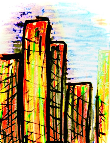 图画 标题为“Skyline morning” 由Greg Powell, 原创艺术品, 标记