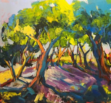 Peinture intitulée "Sous les oliviers" par Nadine Nacinovic, Œuvre d'art originale, Acrylique Monté sur Châssis en bois