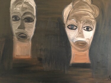 Peinture intitulée "bustes" par Josiane Kerherve, Œuvre d'art originale, Huile