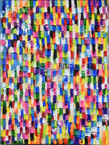 Painting titled "Colorful Buildings…" by Kaouteur Souibgui, Original Artwork, Acrylic