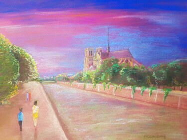 图画 标题为“Balade le long de l…” 由Eric Audry, 原创艺术品, 粉彩 安装在玻璃上