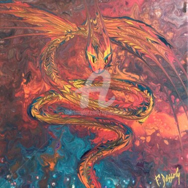 Malarstwo zatytułowany „Ydreg” autorstwa Fabien Dessoly (Symbolic Art BZH), Oryginalna praca, Akryl Zamontowany na Drewniana…