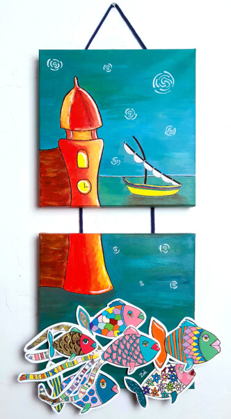 Hors-cadre Peinture intitulée "Hors-cadre" par Virginie Vals, Œuvre d'art originale, Acrylique