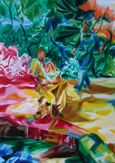 Peinture intitulée "Jardins" par Marc Declercq, Œuvre d'art originale, Huile