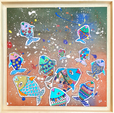 Peinture intitulée "Eclats de joie" par Virginie Vals, Œuvre d'art originale, Acrylique Monté sur Châssis en bois
