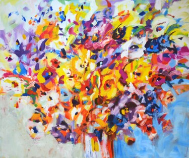 绘画 标题为“Abstract bouquet.” 由Iryna Kastsova, 原创艺术品, 丙烯 安装在木质担架架上