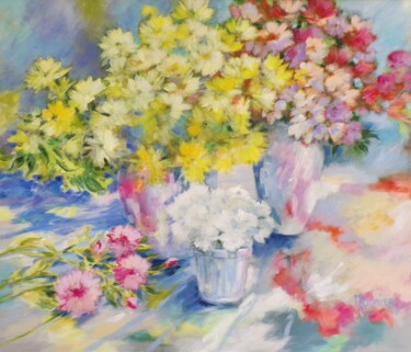 Bouquets Peinture intitulée "Bouquets" par Cathy Monnier, Œuvre d'art originale, Acrylique Monté sur Châssis en bois