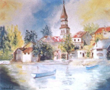 Yvoire Peinture intitulée "Yvoire" par Géraldine Streichert, Œuvre d'art originale, Huile