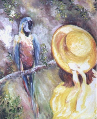 le perroquet Peinture intitulée "le perroquet" par Géraldine Streichert, Œuvre d'art originale, Huile