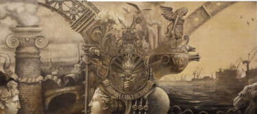 The North Venice of The Three Revolutions 绘画 标题为“The North Venice of…” 由Pavel Korzukhin, 原创艺术品, 铅笔 安装在木板上