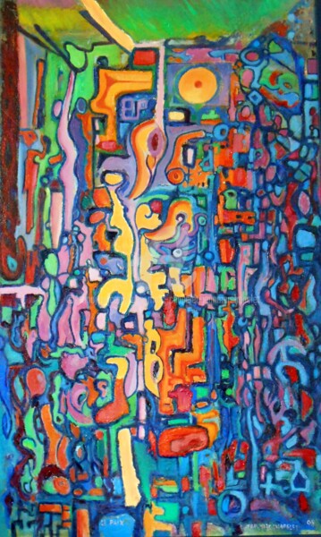 Painting titled "La paix" by Jean-Marc Chapelet (jeanmarchapelet), Original Artwork, Oil Mounted on Wood Panel