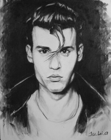 Disegno intitolato "Crybaby" da Julia Lihina, Opera d'arte originale, Carbone