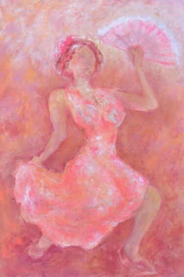 Pintura intitulada "Mi peineta Rosa" por Luís Bastos, Obras de arte originais, Acrílico Montado em Armação em madeira