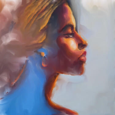 Digital Arts titled "Woman's Profile Por…" by Bachir Reddioui, Original Artwork, Digital Painting