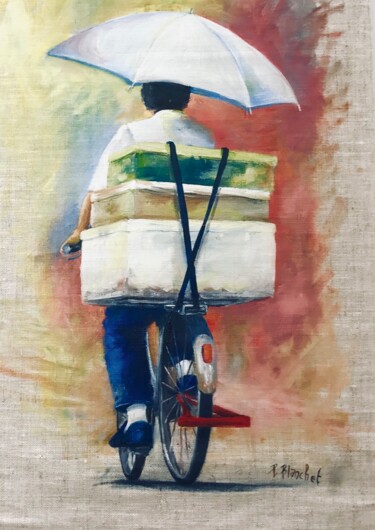 Painting titled "Livraison" by Patricia Blanchet-Olivier, Original Artwork, Oil