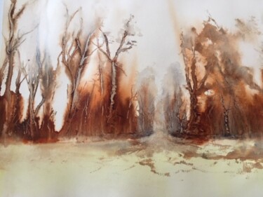 Painting titled "Automne 1" by Jacques Dolley, Original Artwork, Watercolor