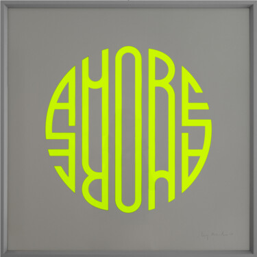 印花与版画 标题为“Amore SuperFLUO (ye…” 由Luigi Notarnicola, 原创艺术品, 雕刻 安装在其他刚性面板上