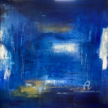 绘画 标题为“Brume bleue” 由Christine Barth Mroz, 原创艺术品, 丙烯 安装在木质担架架上