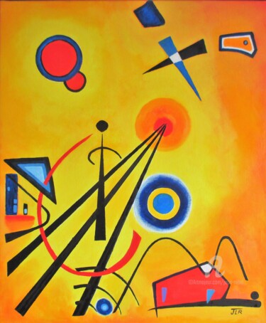 Yellow space transmission Peinture intitulée "Yellow space transm…" par Jean Rebel, Œuvre d'art originale, Huile Monté sur Châssis en bois