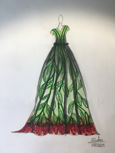 Drawing titled "Spring 2022-1" by Nicolas Chammat, Original Artwork, Watercolor