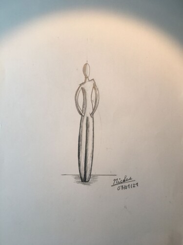 Dessin intitulée "Human Tower" par Nicolas Chammat, Œuvre d'art originale, Crayon