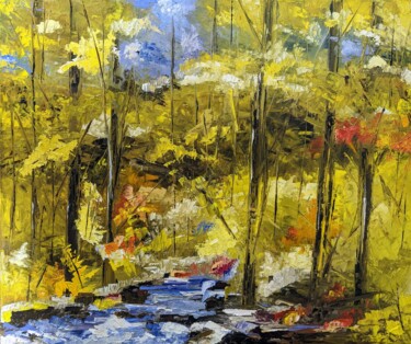 Paysage automnal Peinture intitulée "Paysage automnal" par Nicole Caron, Œuvre d'art originale, Huile