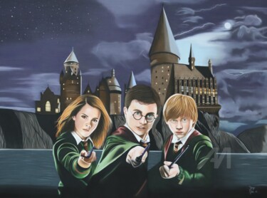 Harry Potter, Hermione Granger, Ron Weasley Drawing titled "Harry Potter, Hermi…" by Daisy Van Der Zijden, Original Artwork, Pastel