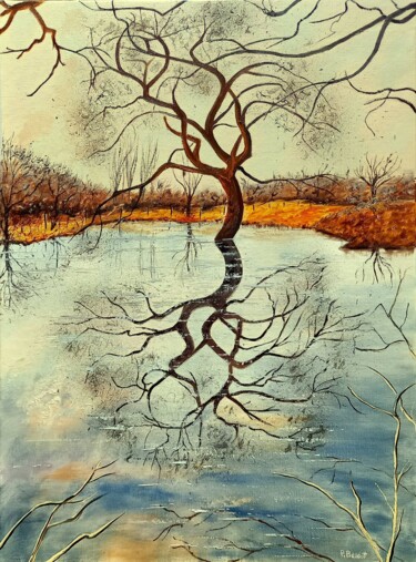 Peinture intitulée "Reflets flatteurs" par Pascal Baudot, Œuvre d'art originale, Huile Monté sur Châssis en bois