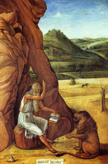 Saint Jérôme dans le désert Pittura intitolato "Saint Jérôme dans l…" da Giovanni Bellini, Opera d'arte originale, Tempera