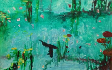 Les carpes et la persévérance Schilderij getiteld "Les carpes et la pe…" door Lorenz, Origineel Kunstwerk, Acryl Gemonteerd op Frame voor houten brancard