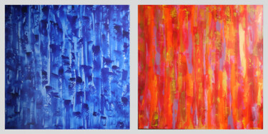 "Water & Fire" diptych Peinture intitulée ""Water & Fire" dipt…" par Vafa Majidli, Œuvre d'art originale, Acrylique