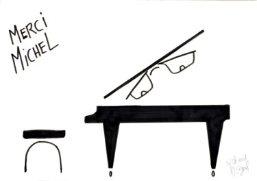 MERCI MICHEL LEGRAND Disegno intitolato "MERCI MICHEL LEGRAND" da Richard Boigeol, Opera d'arte originale, Inchiostro