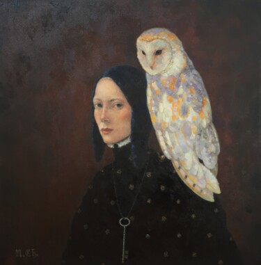 Painting titled "The key ( night)" by Natalya Chepulskaya, Original Artwork, Oil Mounted on Wood Stretcher frame