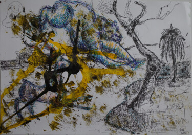 2({4 / She began to collect puzzles - {$M} 「2({4 / She began to…」というタイトルの描画 Leni Smoragdovaによって, オリジナルのアートワーク, インク
