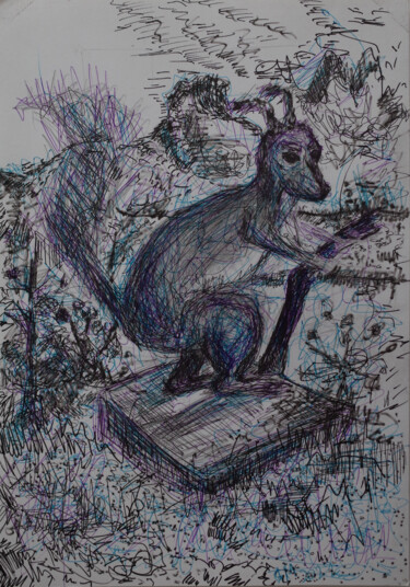 dew1 / She began to collect puzzles - {$M} Disegno intitolato "dew1 / She began to…" da Leni Smoragdova, Opera d'arte originale, Pennarello