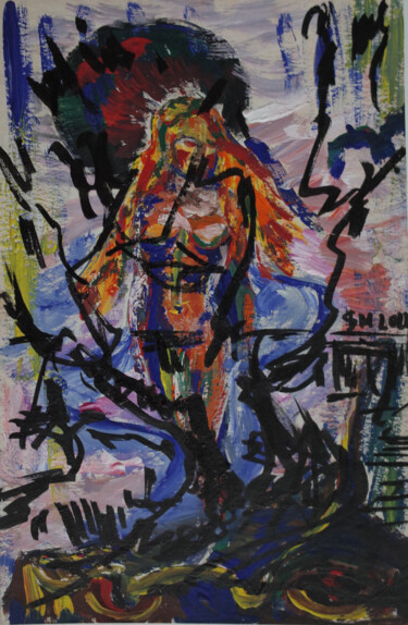 hwe4 / She began to collect puzzles - {$M} 제목이 "hwe4 / She began to…"인 그림 Leni Smoragdova로, 원작, 구아슈