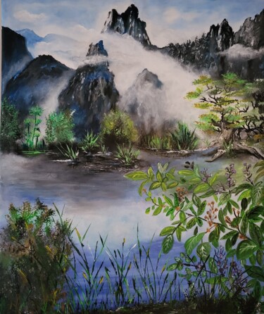 绘画 标题为“Matin magique” 由Patricia Poulot, 原创艺术品, 丙烯 安装在木质担架架上