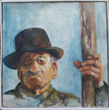 Peinture intitulée "le berger corse" par Anne-Frédérique Ferret, Œuvre d'art originale, Huile