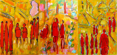 Painting titled "Grands passants rou…" by Jean Mirre, Original Artwork, Oil