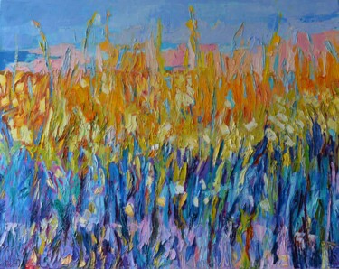 Abstract flowers field landscape impasto palette knife oil Pintura intitulada "Abstract flowers fi…" por Magdalena Walulik, Obras de arte originais, Óleo