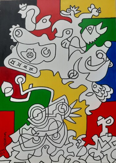 Peinture intitulée "N.21 - Dame-Justice" par Claude Le Roy, Œuvre d'art originale, Acrylique Monté sur Châssis en bois