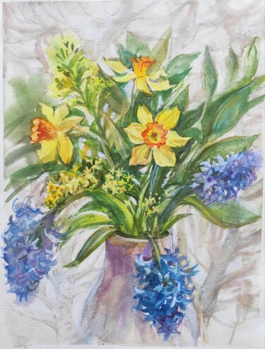 Картина под названием "Spring bouquet" - Maria Iakovleva, Подлинное произведение искусства, Акварель