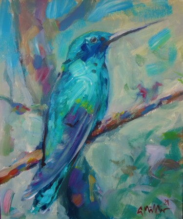 绘画 标题为“Kolibri. Acrylic on…” 由Gerry Miller, 原创艺术品, 丙烯