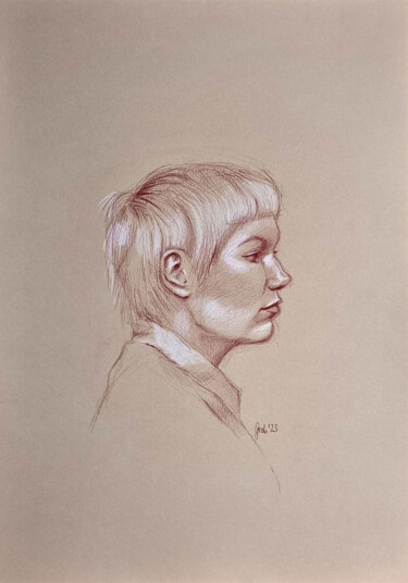 Porträt einer attraktiven jungen Frau Zeichnungen mit dem Titel "Porträt einer attra…" von Arne Groh, Original-Kunstwerk, Bleistift