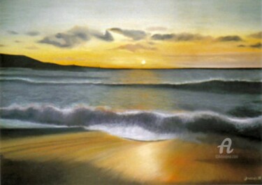 Painting titled "Sunset" by Joanna Levesley, Original Artwork, Pastel