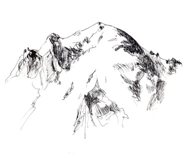 Sommet de la face nord de l'Aiguille Verte Dessin intitulée "Sommet de la face n…" par Philippe Juttens, Œuvre d'art originale, Encre