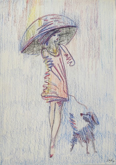 图画 标题为“Walk with a friend.” 由Vadim Studenov, 原创艺术品, 墨