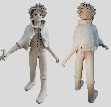 Sculpture intitulée "Sculpture Manga en…" par Claude Adda, Œuvre d'art originale, Argile Monté sur artwork_cat.