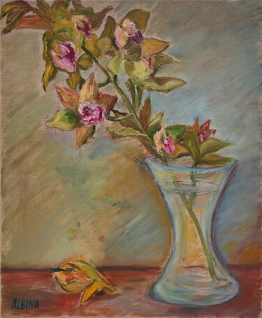 Painting titled "Orchidée" by Albina Urbanek, Original Artwork, Oil