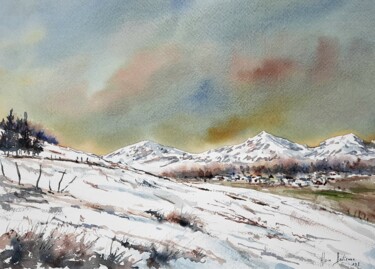 Painting titled "LE DÉGEL" by Alain Devienne, Original Artwork, Watercolor